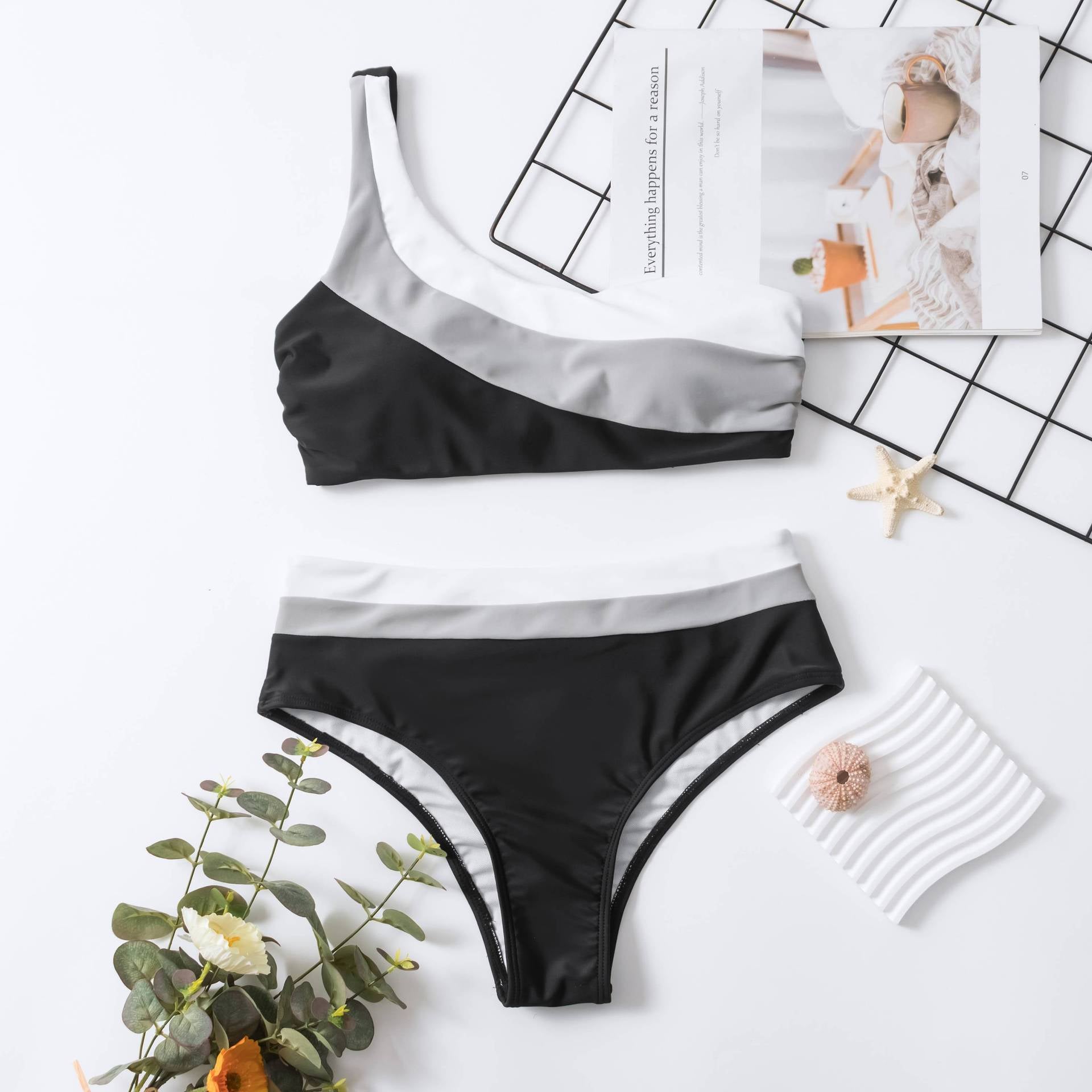 Swimsuit Bikini Stitching Color Women Split Swimsuit